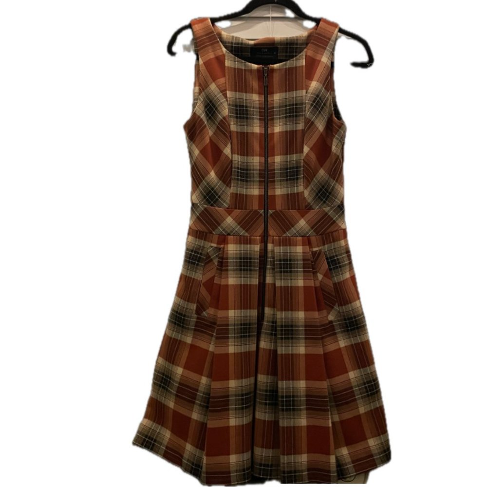 Cue Australia Front Zipper Plaid Dress